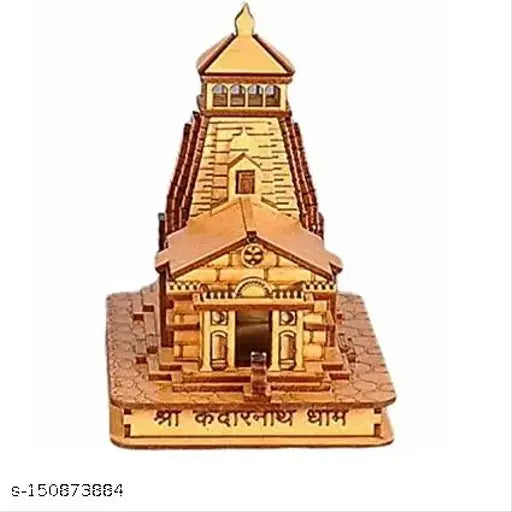 Kedarnath temple showpiece, small size, made of wood with beautiful work, decorative, wooden, MDF, pinewood, Kedarnath ji temple idol souvenir, figurine, 9x5x7 cm
