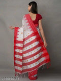 Cotton silk saree with printed blouse, premium quality Indian handloom fashion