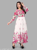 Georgette printed kurta set with dupatta for women and girls, stylish comfort, long sleeves, multiple sizes available