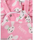 New born baby dungaree set in wool velvet, printed net pattern for winter wear. Comfortable fabric suitable for 0-3 months to 3-6 months infants