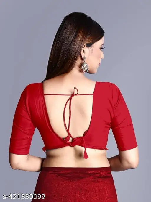 Red designer women's floral print Georgette saree with stitched solid silk blouse