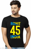 Black cotton half sleeve regular fit Rohit Sharma t-shirt, 100% cotton men's round neck tee