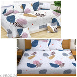 Cotton botanical fitted bedsheet & diwan set, microfiber polycotton with 3 pillow covers - M/S KETAN TEXTILE, ideal for summer