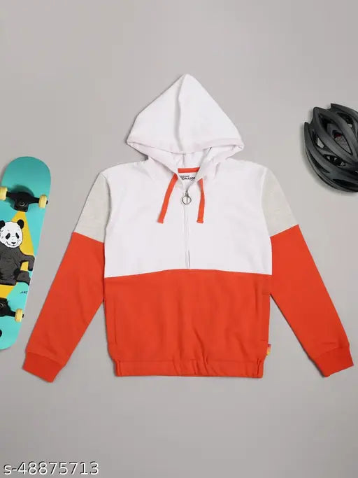 Breathable cotton sweatshirts and hoodies for kids aged 7-14 years, solid color design, made in India