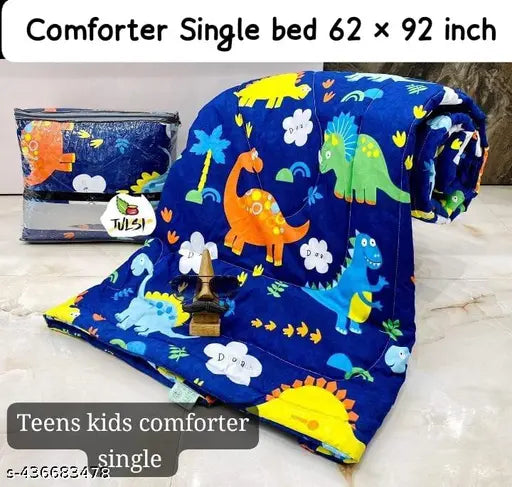 Blue Chack cotton reversible single comforter, best for gifts and beautiful rooms, lightweight microfiber filling