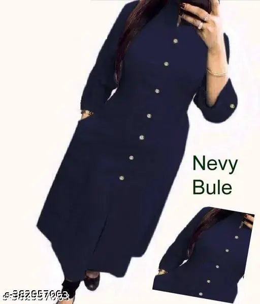 Rayon three-quarter sleeve solid pocket kurti for women, Parul fashion, India