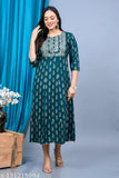 Anarkali kurta with floral embroidery on a blue background