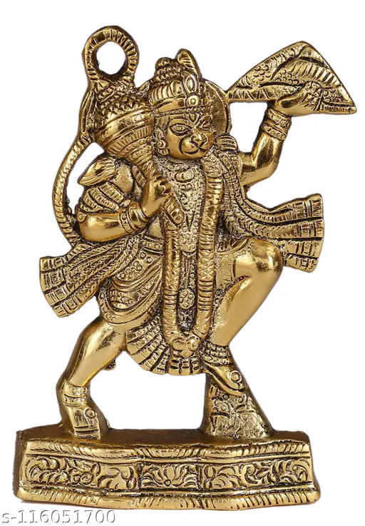 Metal Ganesh Statue with Flute, golden color, 65 inches tall - MyTrendy Crafts Hanuman Idol for home decor gift item