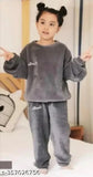Grey woolen winter wear for kids, printed net design, high-quality, 1-2 years