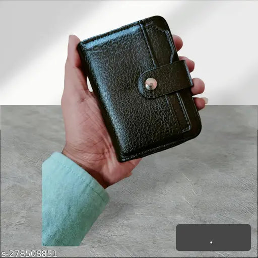 Textured PU black card coin money holder with 2 compartments, suitable for storing cards, coins, and notes, ideal accessory for daily use