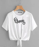 Cotton Queen T-Shirt for Women/Girls, round neck, regular fit, graphic prints - short sleeves, India