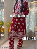 Embroidered rayon kurta with printed net pants set, three-quarter sleeves, Indian fashion on display