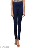 Denim jeggings for women, royal blue-navy blue solid color, skinny fit, high waist, ankle length