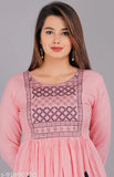 Pink kameez with embroidered details, short sleeves