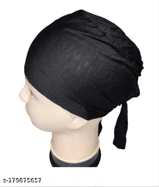 Black hijab cap with a net band, modern Islamic wear accessories pack of 3