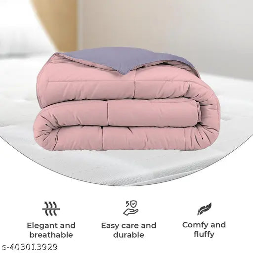 Soft & durable cotton blend microfiber comforter (220 GSM/110 GSM), reversible for all-season comfort (60x90 inches)