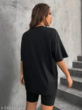 Calm down round neck printed oversized t-shirt women's