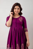 Rayon printed anarkali flared kurta with embroidery