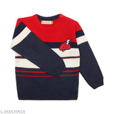 Acrylic striped hoodie for kids, unisex woolen colorblock sweater with full sleeves, 6-24 months