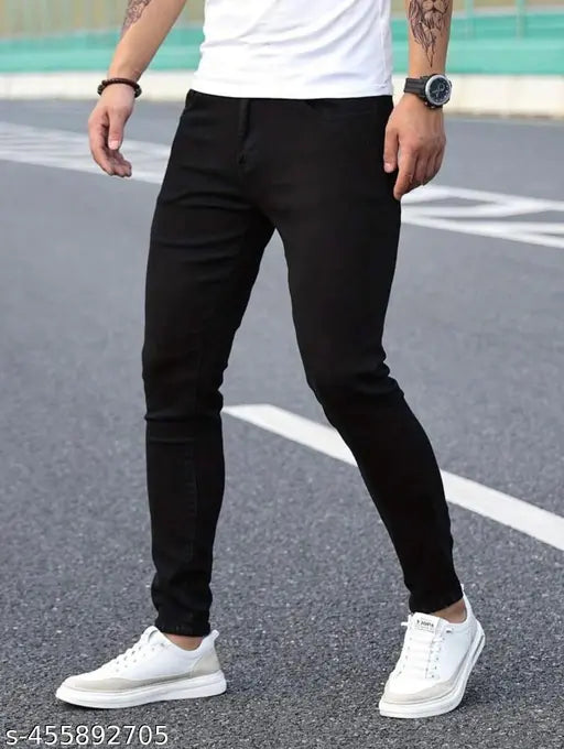 Black denim men's jeans, dyed/washed, size 30 (waist 30in, length 40in, hip 35in)