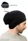 Woolen solid winter cap for men, stylish cold-weather accessory from India