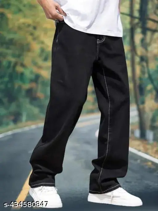 Premium cotton baggy pant, solid net, high-quality Indian-made men's casual wear