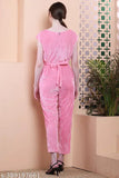 Light pink velvet cap sleeves jumpsuit, solid pattern, women's formal wear from Vivient, India