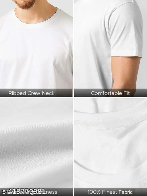 White polyester half-sleeve Life Line D tshirt for men and boys, printed with alphabets, unisex design