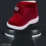 Red faux fur lined HooH kids' slippers