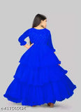 Embellished net anarkali gown for young girls, 5-16 years, Indian origin
