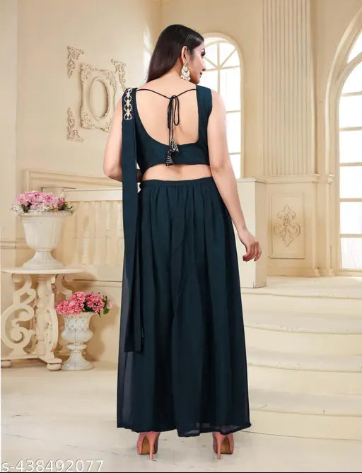 Black outfit, Indian western ethnic kurti and palazzo set, embroidered work, ready-to-wear