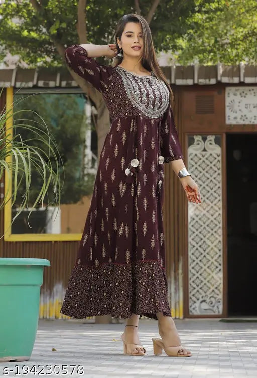 Black, embroidered, long kurta with party wear style