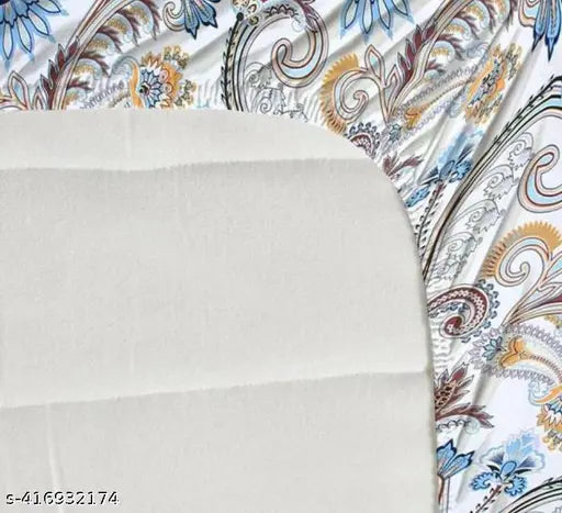 Bajrang Cotton Blend Botanical-print Fitted Double bedsheet set with 2 Matching pillow covers, ideal for mild winter, adult use