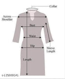 Women's printed cotton slub, long sleeve, knee-length, V-neck kurti
