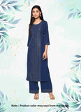 Embellished net crepe printed kurta set with palazzos, fancy look, trendy design, India origin