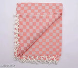 Bhagalpuri peach cotton blend check AC Chaadar, softens after wash, comfortable size: 7.10ft x 4.4ft (Free Size), Indian-made AC Chadar with checked net design
