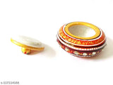 Marble Aquarius Sindoor DaniKumkum Box decorative showpiece, gold-painted traditional Indian gift