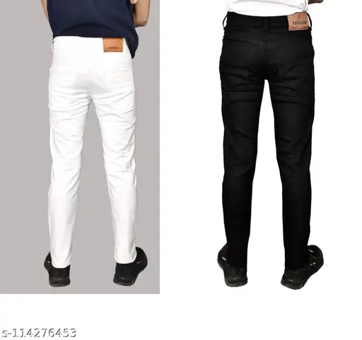 Denim jeans pack of 2 with visible front pockets and belt loops