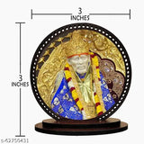 Fancy wooden Sai Baba car dashboard idol, made in India with double-sided tape