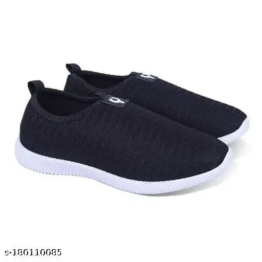 Striped mesh and rubber slip-on casual shoes by SUPEX for comfortable running or walking (size IND-7)