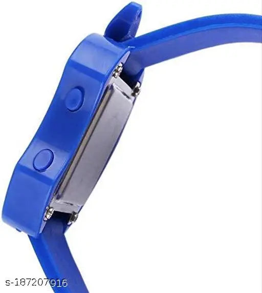 Blue and silver Apple-shaped LED digital watch