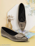 Embellished synthetic leather pointed toe ballerinas, elegant slip-on women's shoes from Gillkart, India