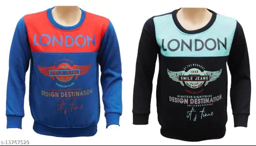 Trending Kids Round Neck Printed Cotton Sweatshirt Set Of 2 For Winters