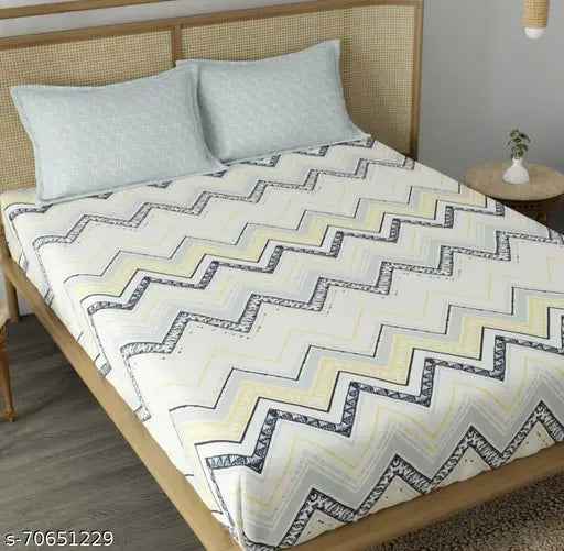 King-size glace cotton floral bedsheet, superfine quality, fits up to 10" mattress, double king size, ideal for summer, adult use, made in India