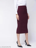 Solid polyester formal long pencil skirt, ideal for special occasions. Fashionable black attire