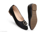 Black synthetic leather flat pearl bellybellyy partywear for women, slip-on ballerina shoes in various sizes (EU36-40) with an 8+ cm foot width. Perfect fit for casual outfits, offering comfort and style. Made by Pega, a brand known for contemporary designs and quality materials