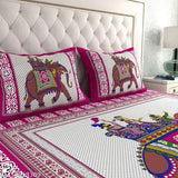 Multi-color cotton bedsheet for double bed, 180TC, 2 matching pillow covers
