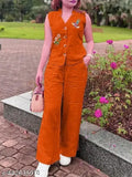 Pure cotton slub top and palazzo with pocket, premium sleeveless Indian clothing set in rich colors - size 38 inches