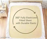 Montebelllo premium cotton blend elastic king size fitted bedsheet with 2 pillow covers, double bed, supersoft 72x78+10 inches - botanical print bedding for summer