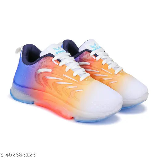 Casual Bersache sneakers, white and blue color gradient design with cushioned soles, comfortable for everyday wear